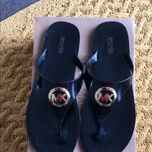 Michael Kors Black Jelly Logo Thong Sandals